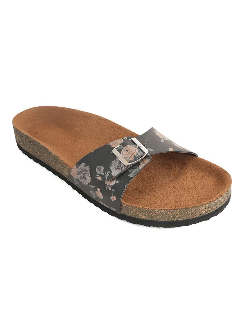 women printed slip on flat sandal