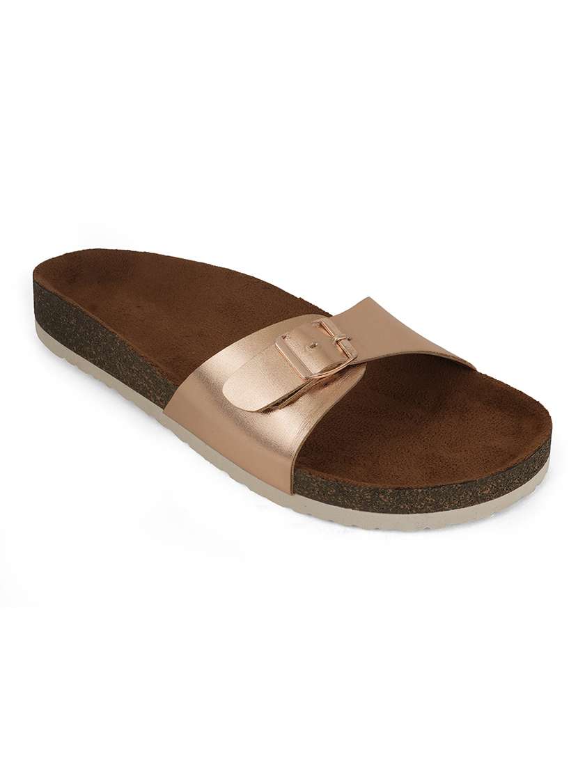 women solid slip on flat sandal