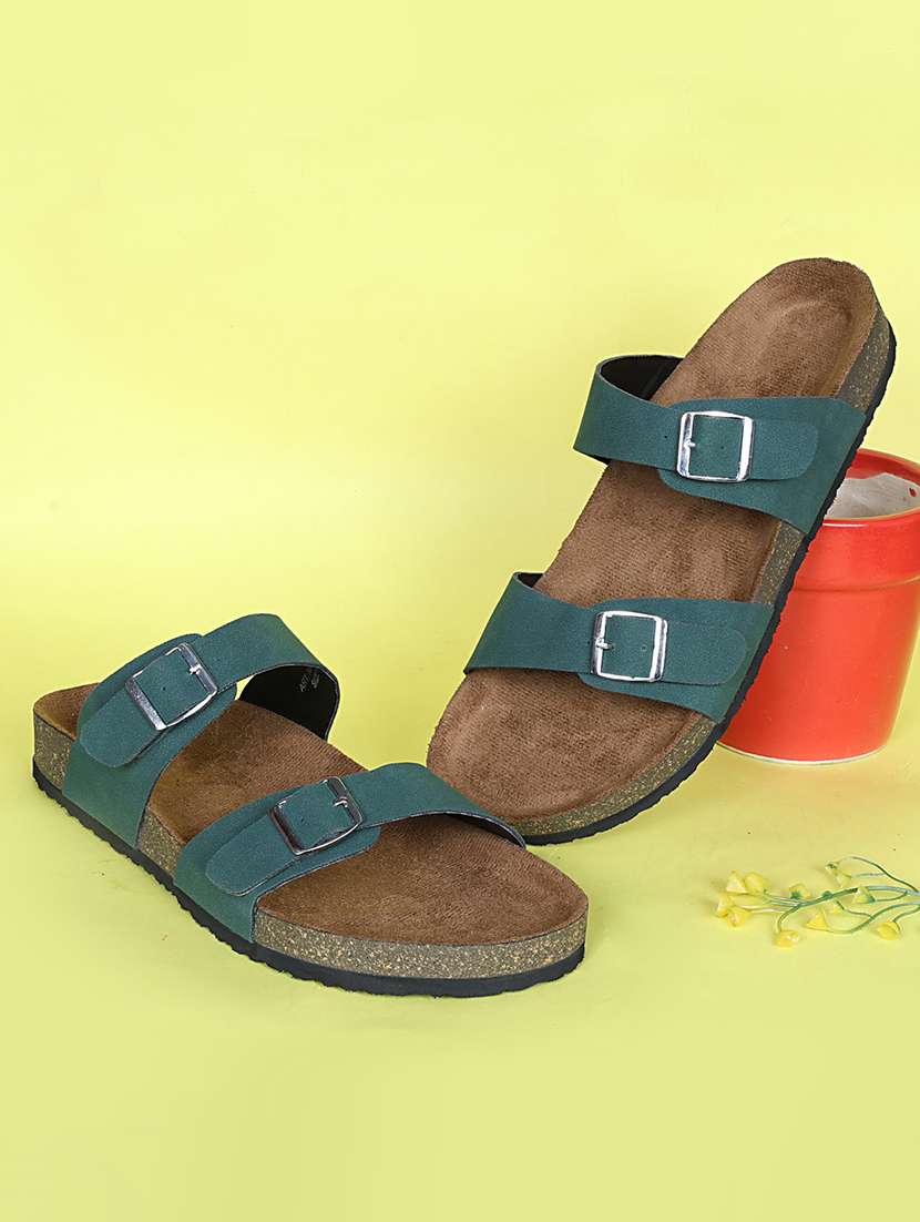 women solid slip on flat sandal