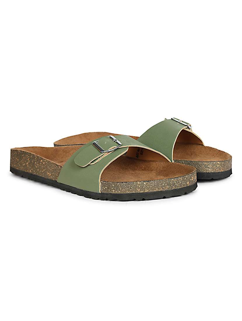 women green slip on flat sandal - 22341521 -  Standard Image - 1