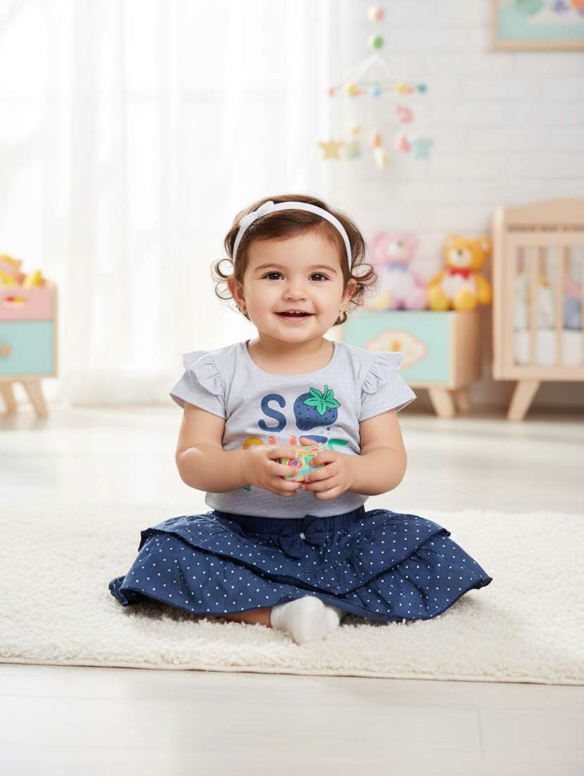 white cotton combo infant twin set - 22341704 -  Standard Image - 1