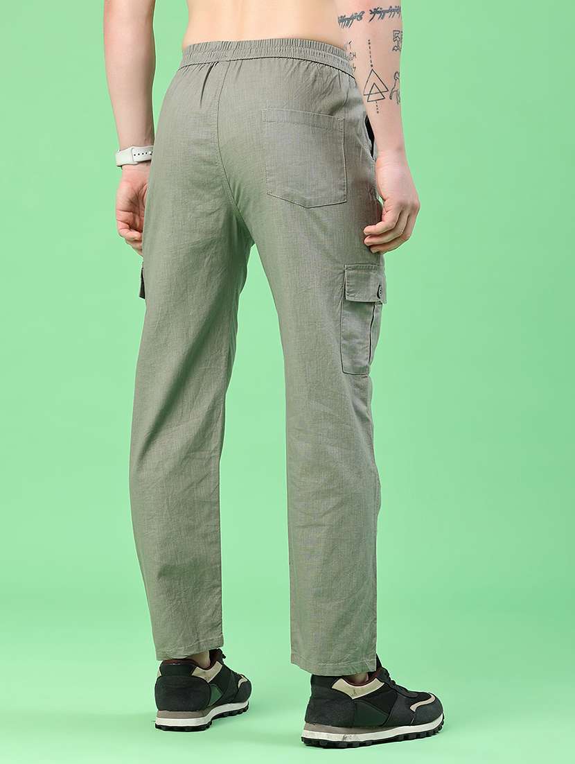 men solid mid rise regular fit cargo  - 22341723 -  Standard Image - 4