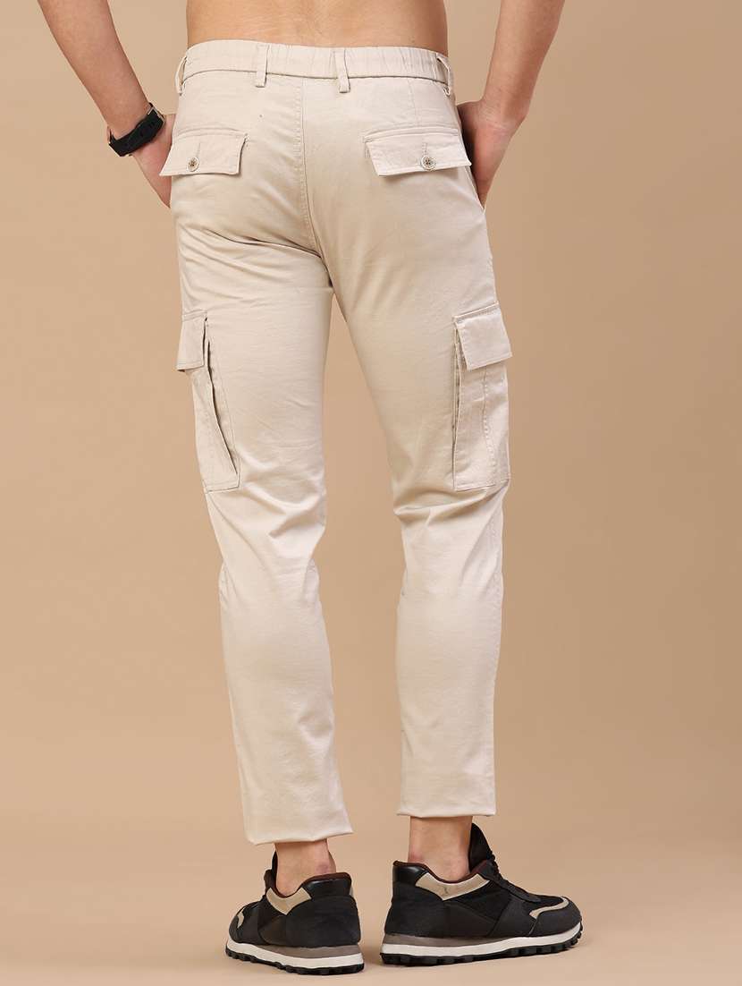 men solid mid rise regular fit cargo  - 22341738 -  Standard Image - 4