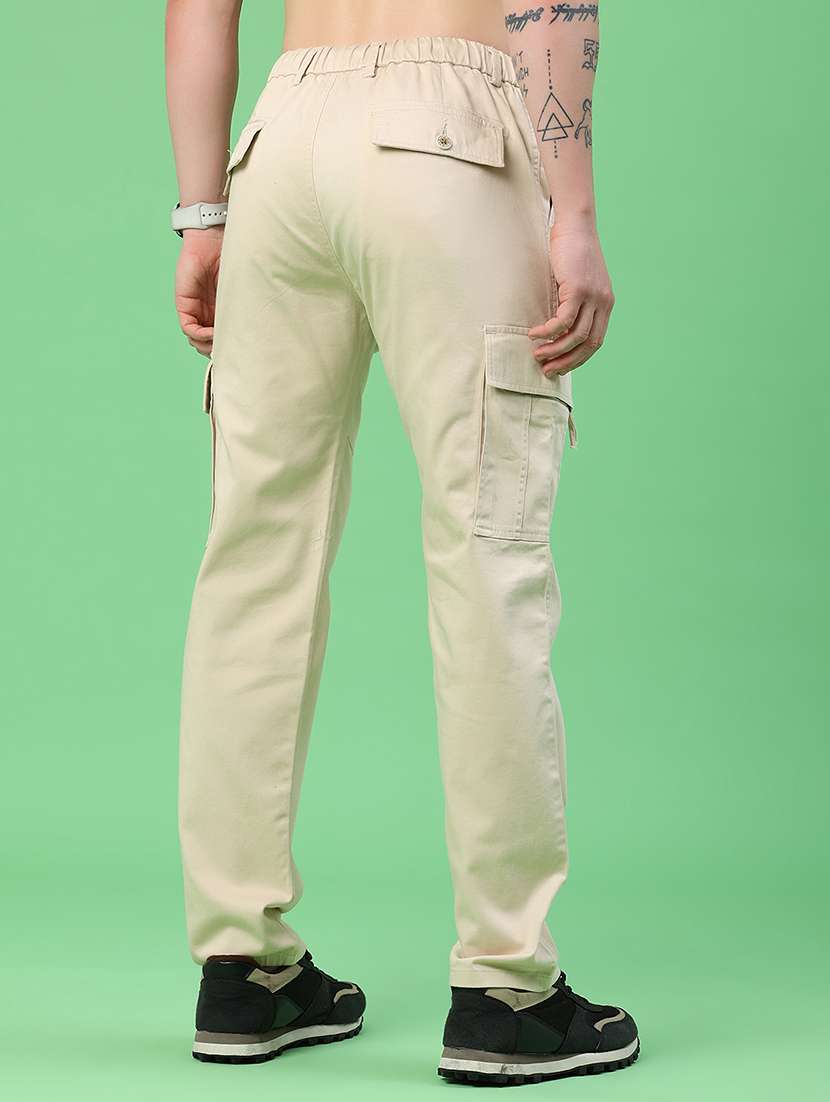 men solid mid rise regular fit cargo  - 22341739 -  Standard Image - 4