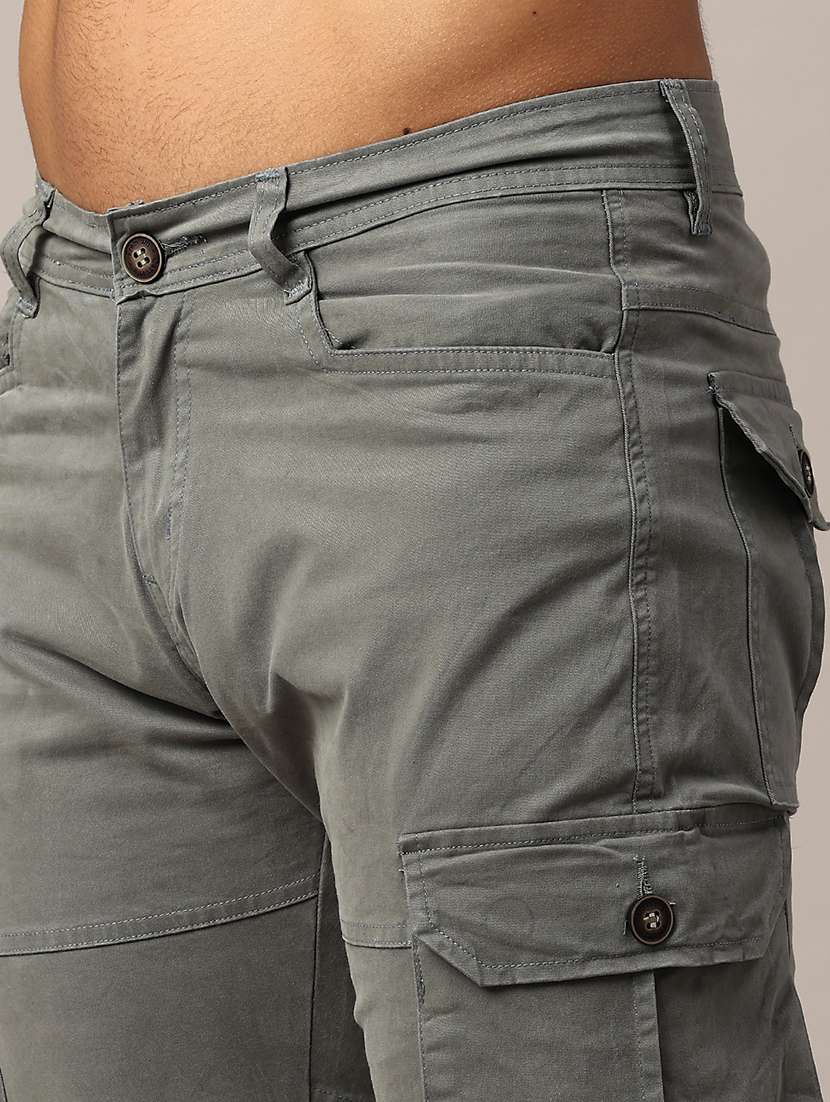 men solid mid rise regular fit cargo  - 22341742 -  Standard Image - 1