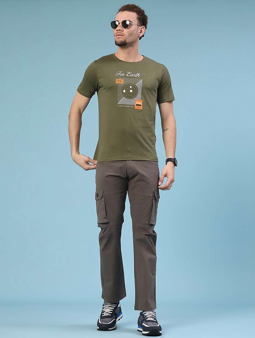 men solid mid rise regular fit cargo  - 22341745 -  Standard Image - 4