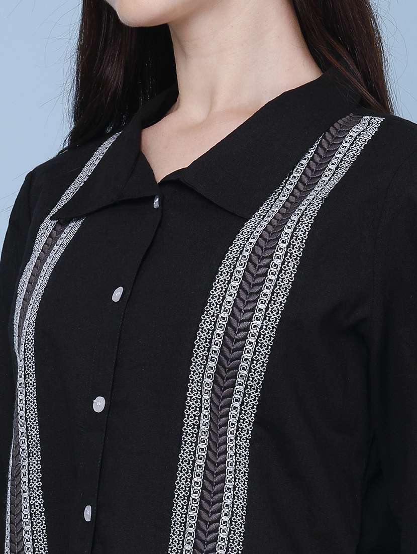 women embroidered collared regular shirt - 22341751 -  Standard Image - 1