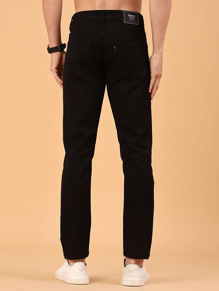men plain mid rise full length slim fit jeans - 22341865 -  Standard Image - 4
