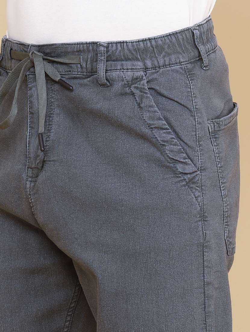 men plain mid rise full length tapered jeans - 22341875 -  Standard Image - 1