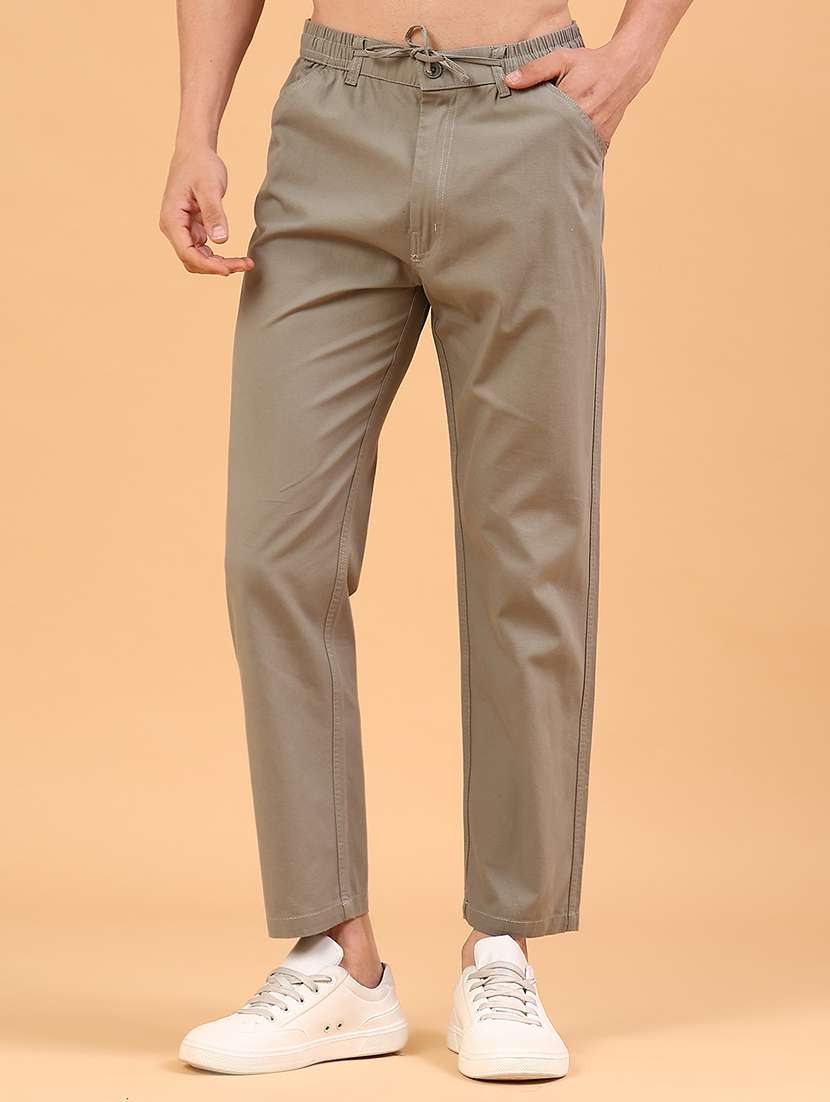 olive cotton  full length track pant