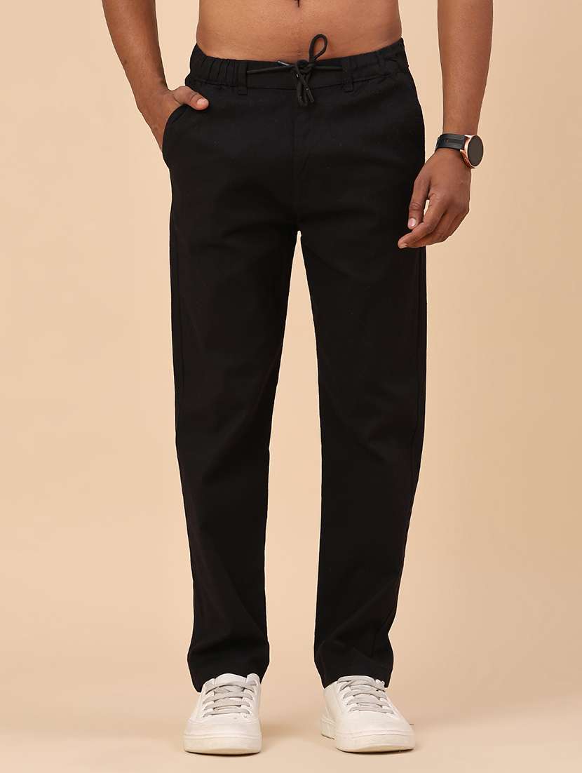 black cotton  full length track pant