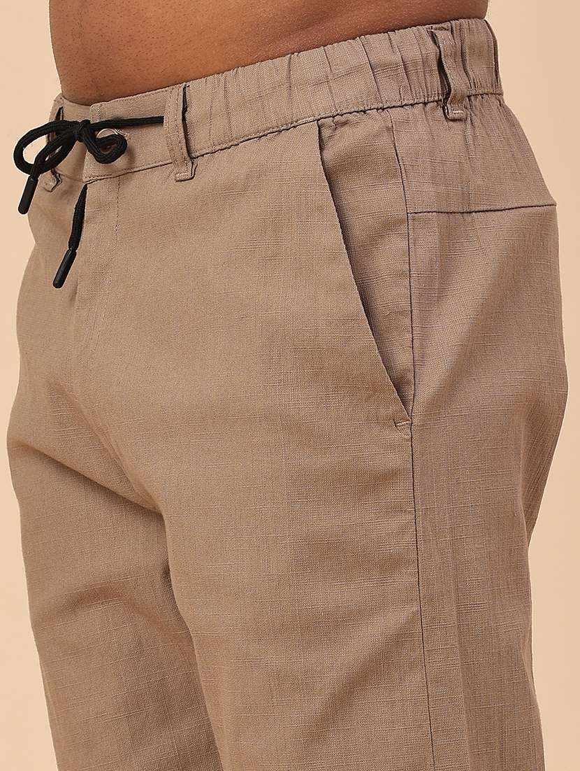 khaki cotton  full length track pant - 22341948 -  Standard Image - 1