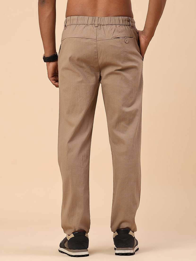khaki cotton  full length track pant - 22341948 -  Standard Image - 4