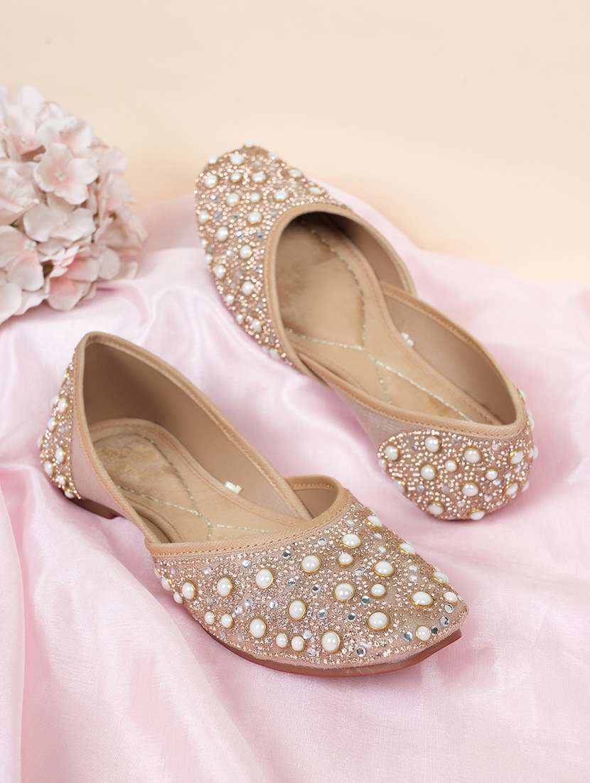 women embellished slip on mojari
