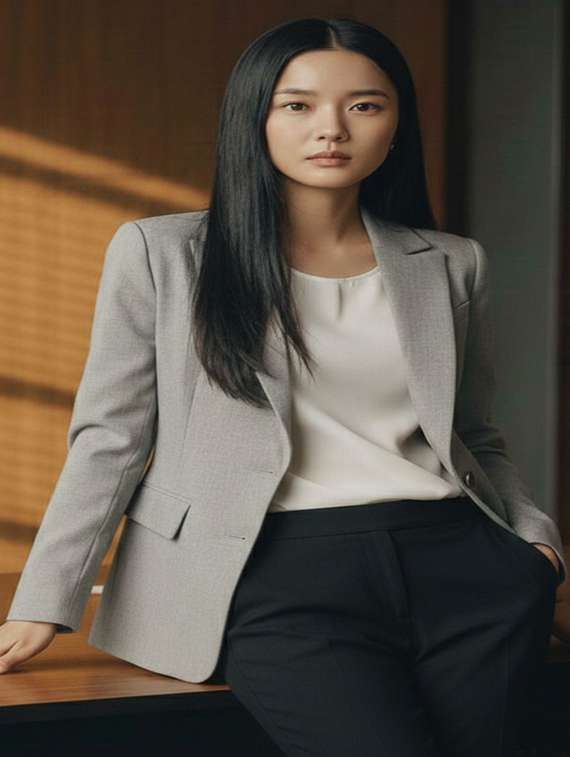 women solid long sleeve single breasted blazer