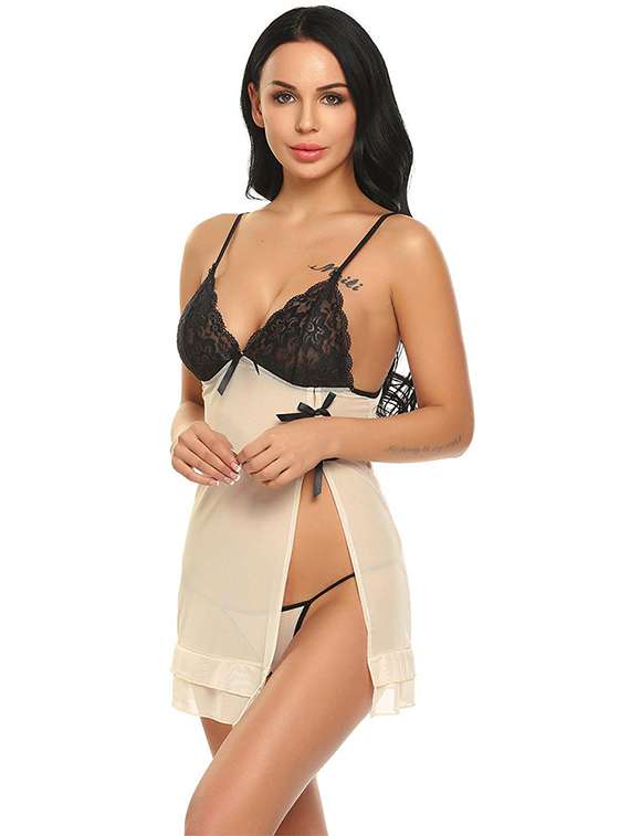 women self designed sleeveless lace babydoll - 22342246 -  Standard Image - 1