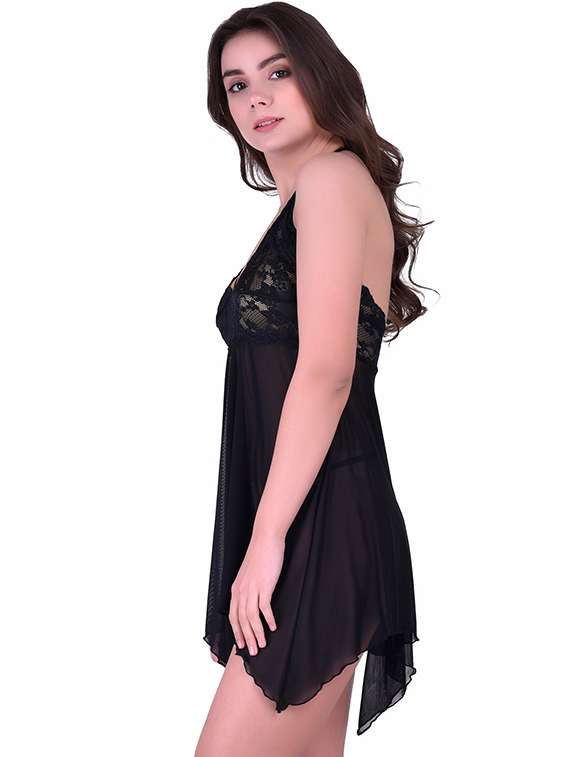 women self designed sleeveless lace babydoll - 22342266 -  Standard Image - 1