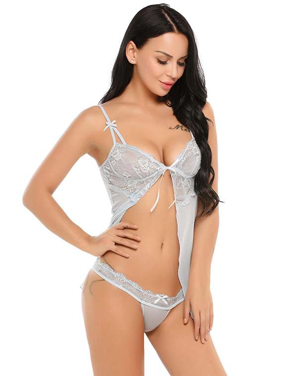 women self designed sleeveless lace babydoll - 22342272 -  Standard Image - 1