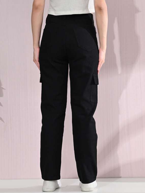 women solid mid rise cargo - 22342392 -  Standard Image - 1