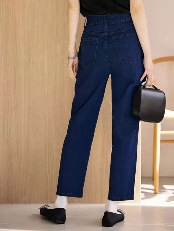women solid high rise straight jean - 22342535 -  Standard Image - 1
