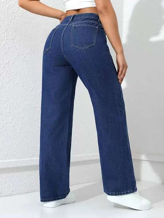women solid high rise relaxed jean - 22342540 -  Standard Image - 1