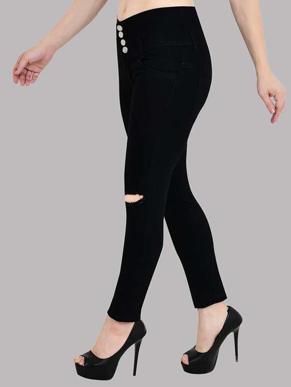 women slash knee mid rise slim fit jeans - 22342737 -  Standard Image - 1