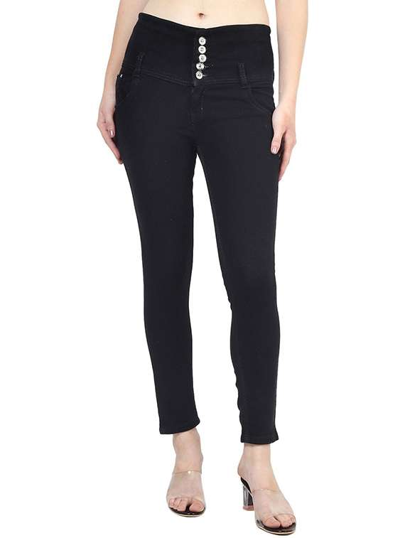 women solid mid rise slim fit jean