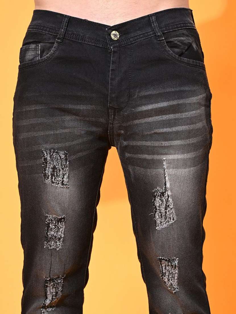 men distress mid rise full length slim fit jeans - 22342759 -  Standard Image - 4