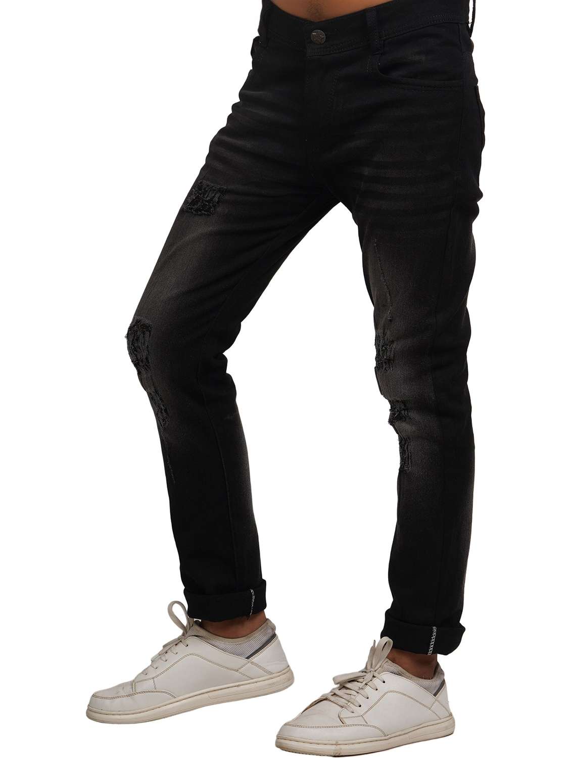 men distress mid rise full length slim fit jeans - 22342772 -  Standard Image - 1