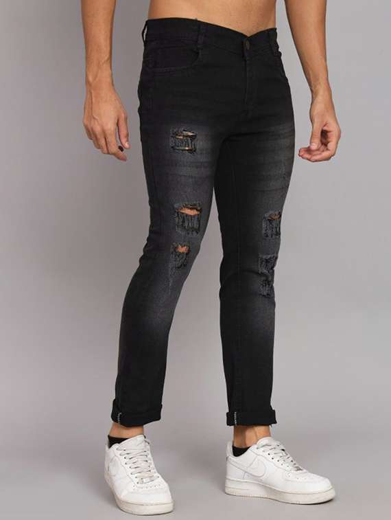 men distress mid rise full length slim fit jeans - 22342816 -  Standard Image - 1