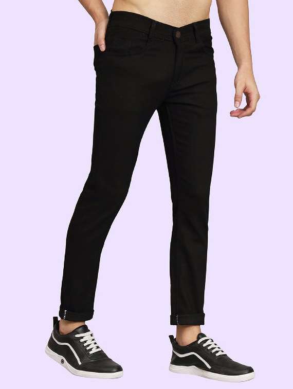 men plain mid rise full length slim fit jeans - 22342856 -  Standard Image - 1