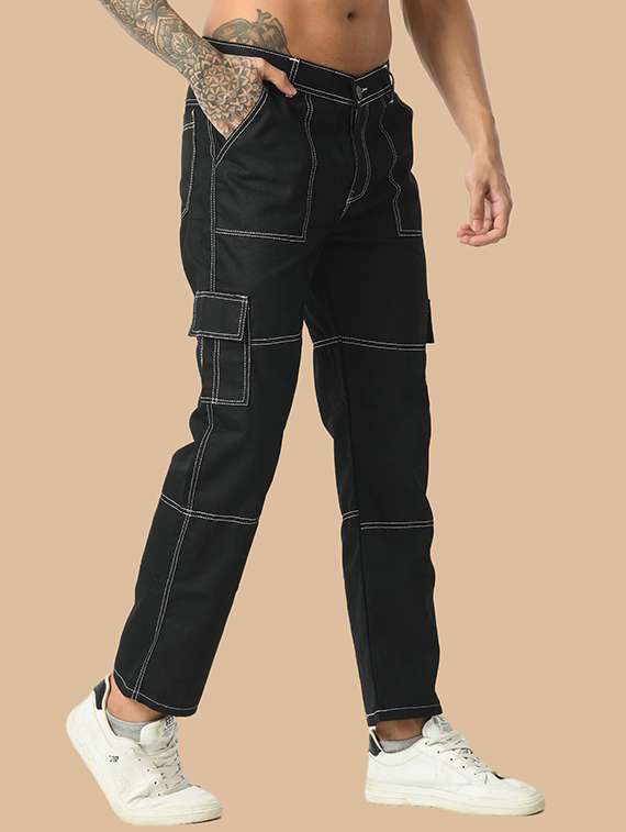 men solid mid rise regular fit cargo  - 22342872 -  Standard Image - 1