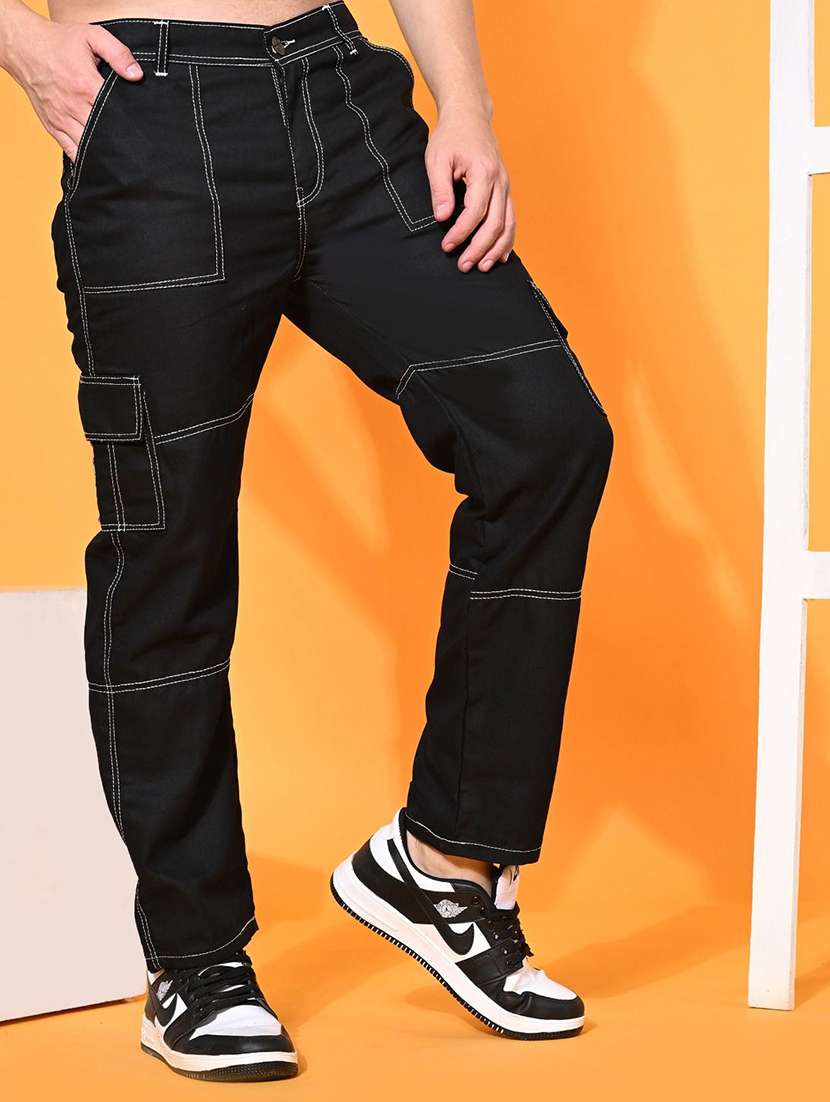 men solid mid rise regular fit cargo  - 22342895 -  Standard Image - 1