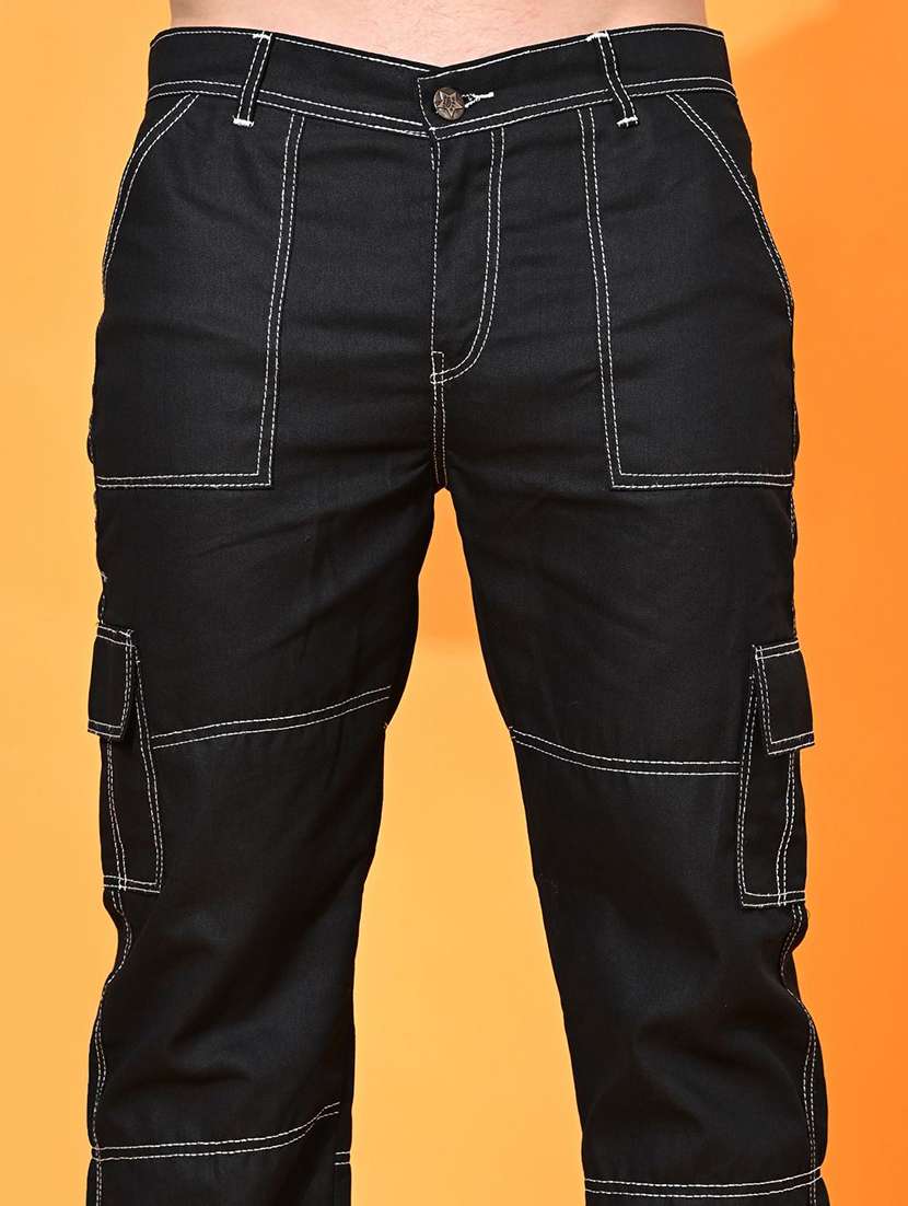 men solid mid rise regular fit cargo  - 22342895 -  Standard Image - 4