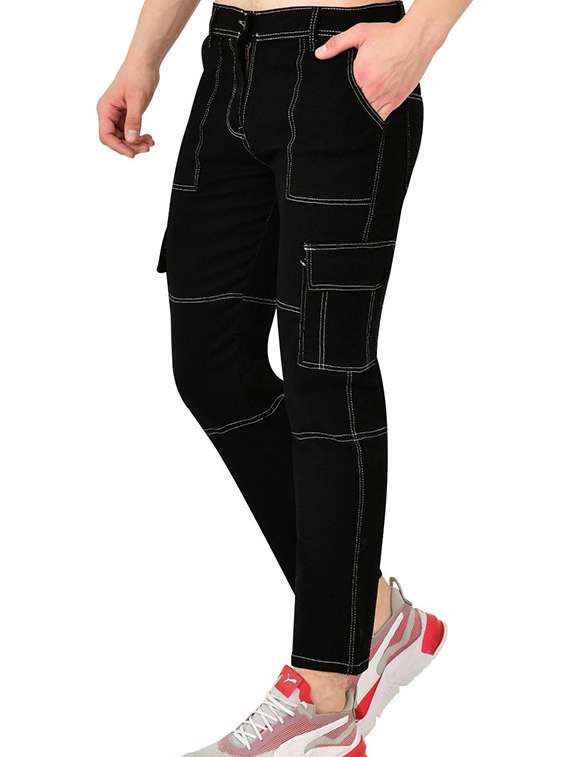 men solid mid rise regular fit cargo  - 22342949 -  Standard Image - 1