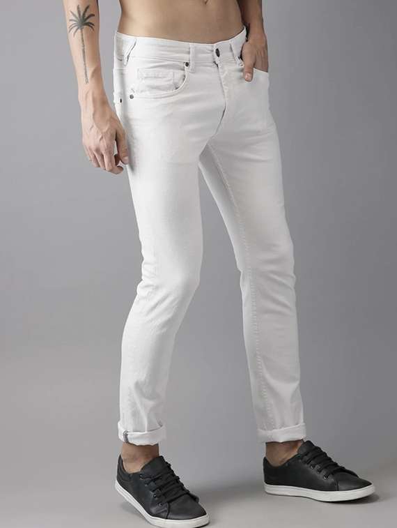 men plain mid rise full length jeans - 22342985 -  Standard Image - 1
