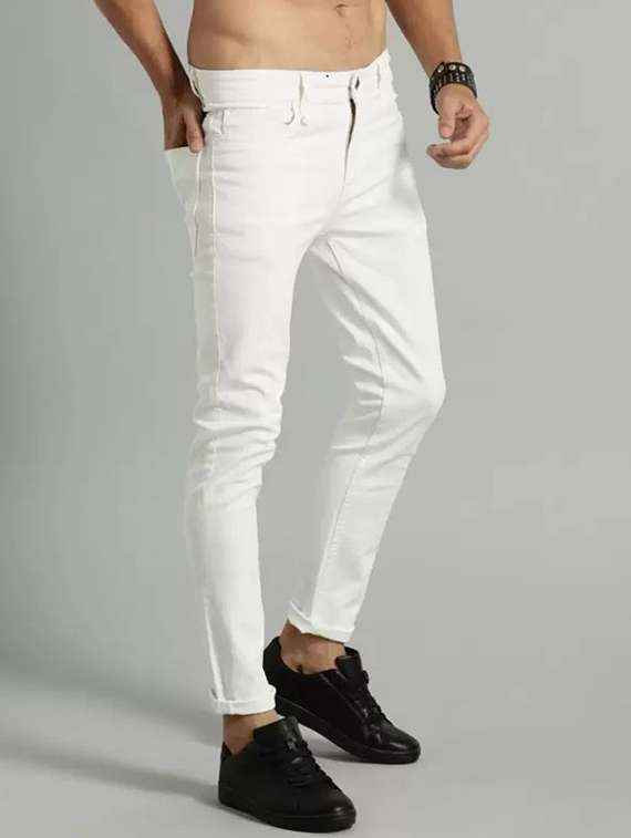 Men Plain Mid Rise Full Length Slim Fit Jeans - 22343019 -  Standard Image - 1