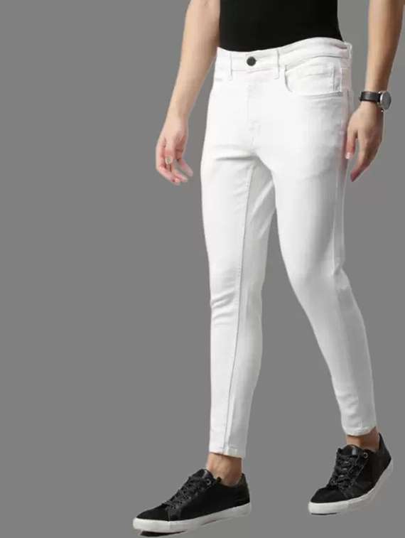 men plain mid rise ankle length slim fit jeans - 22343027 -  Standard Image - 1