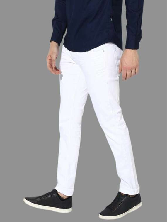 men plain mid rise full length slim fit jeans - 22343043 -  Standard Image - 1