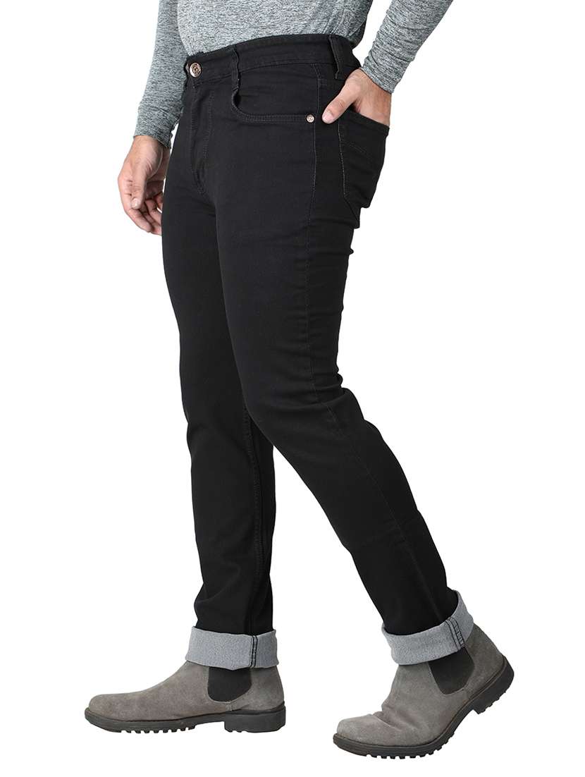 men plain mid rise full length jeans - 22343095 -  Standard Image - 1