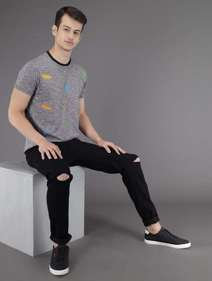 men slash knee mid rise full length jeans - 22343124 -  Standard Image - 4