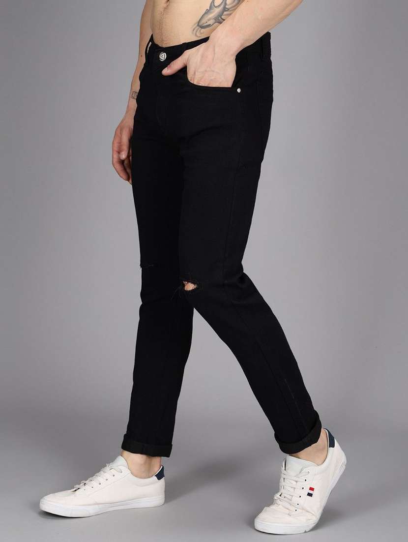men slash knee mid rise full length jeans - 22343125 -  Standard Image - 1