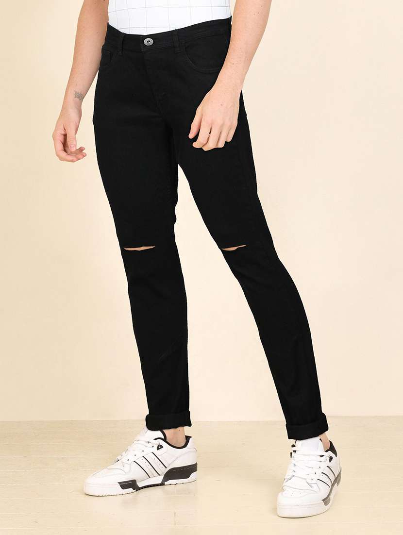 men slash knee mid rise full length jeans - 22343342 -  Standard Image - 1