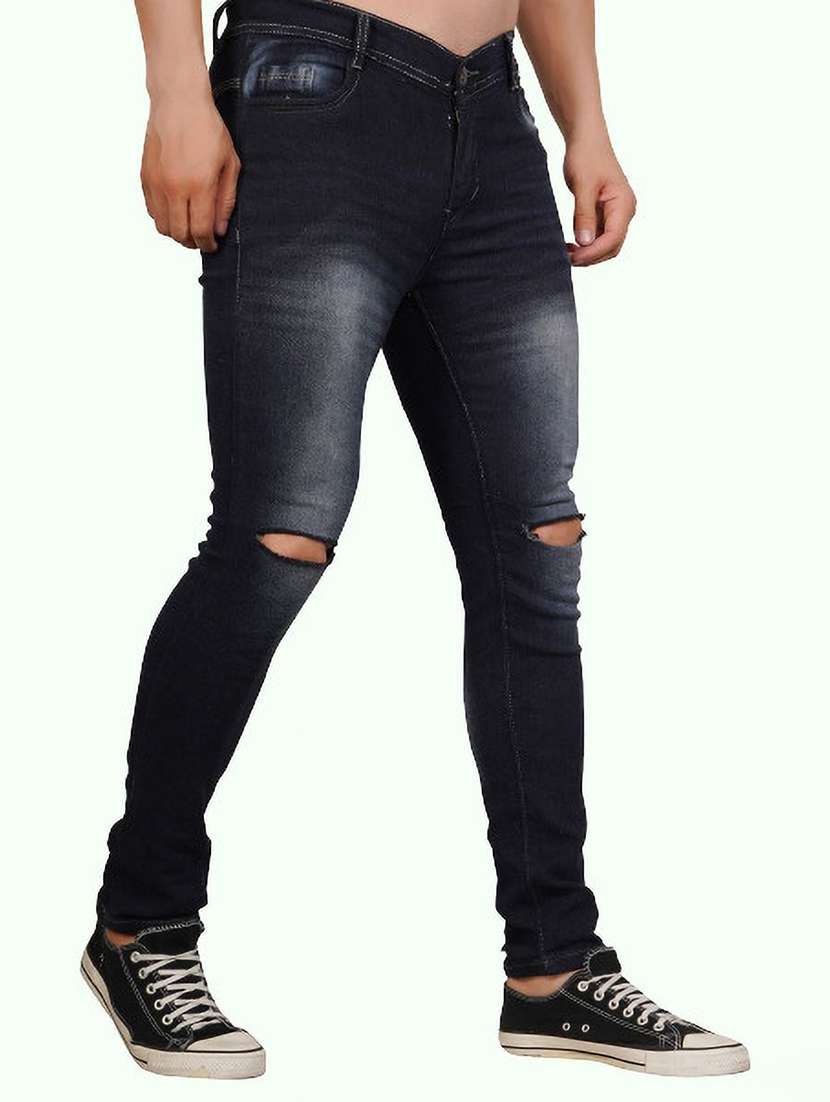 men slash knee mid rise full length jeans - 22343413 -  Standard Image - 1