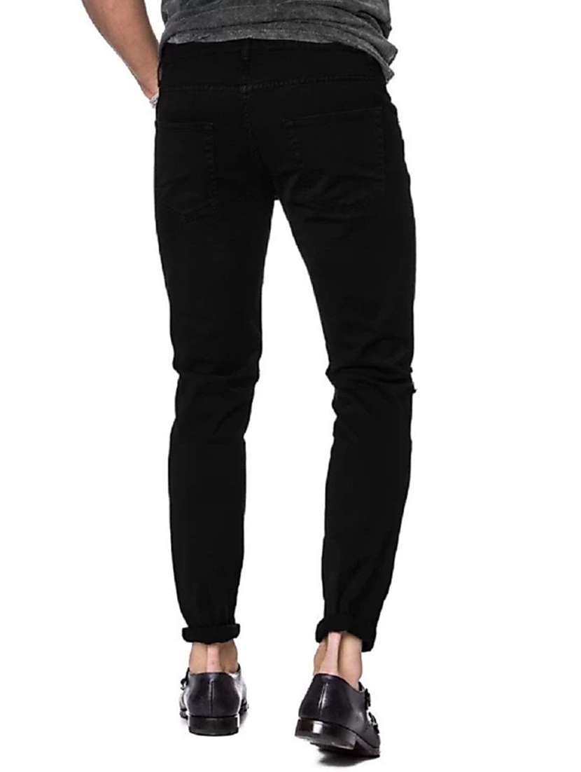 men slash knee mid rise full length jeans - 22343456 -  Standard Image - 1