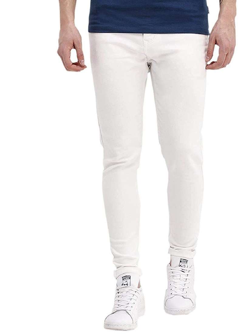 men plain mid rise full length jeans