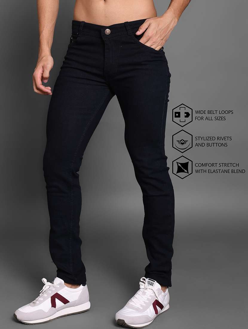 men plain mid rise full length jeans - 22343655 -  Standard Image - 1