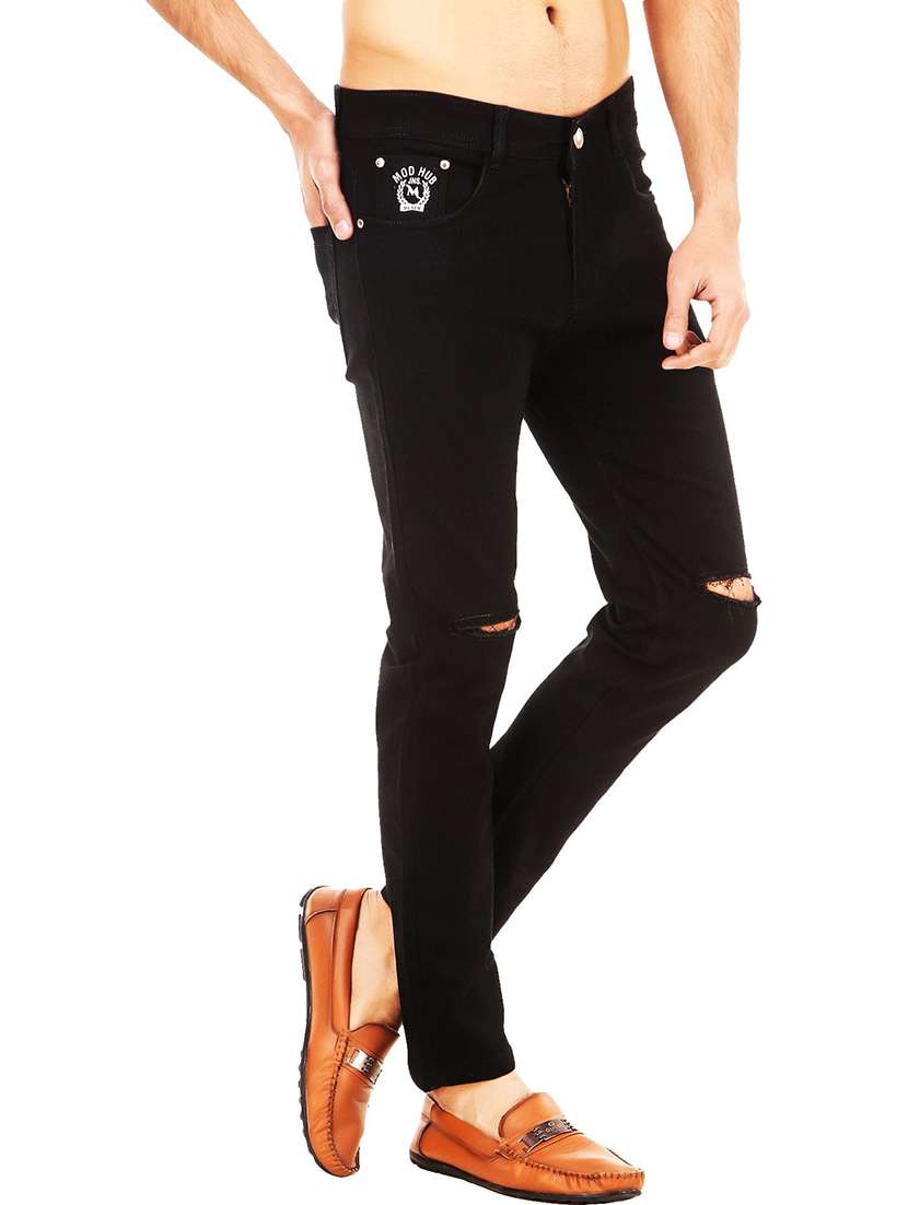 men slash knee mid rise full length jeans - 22343675 -  Standard Image - 1