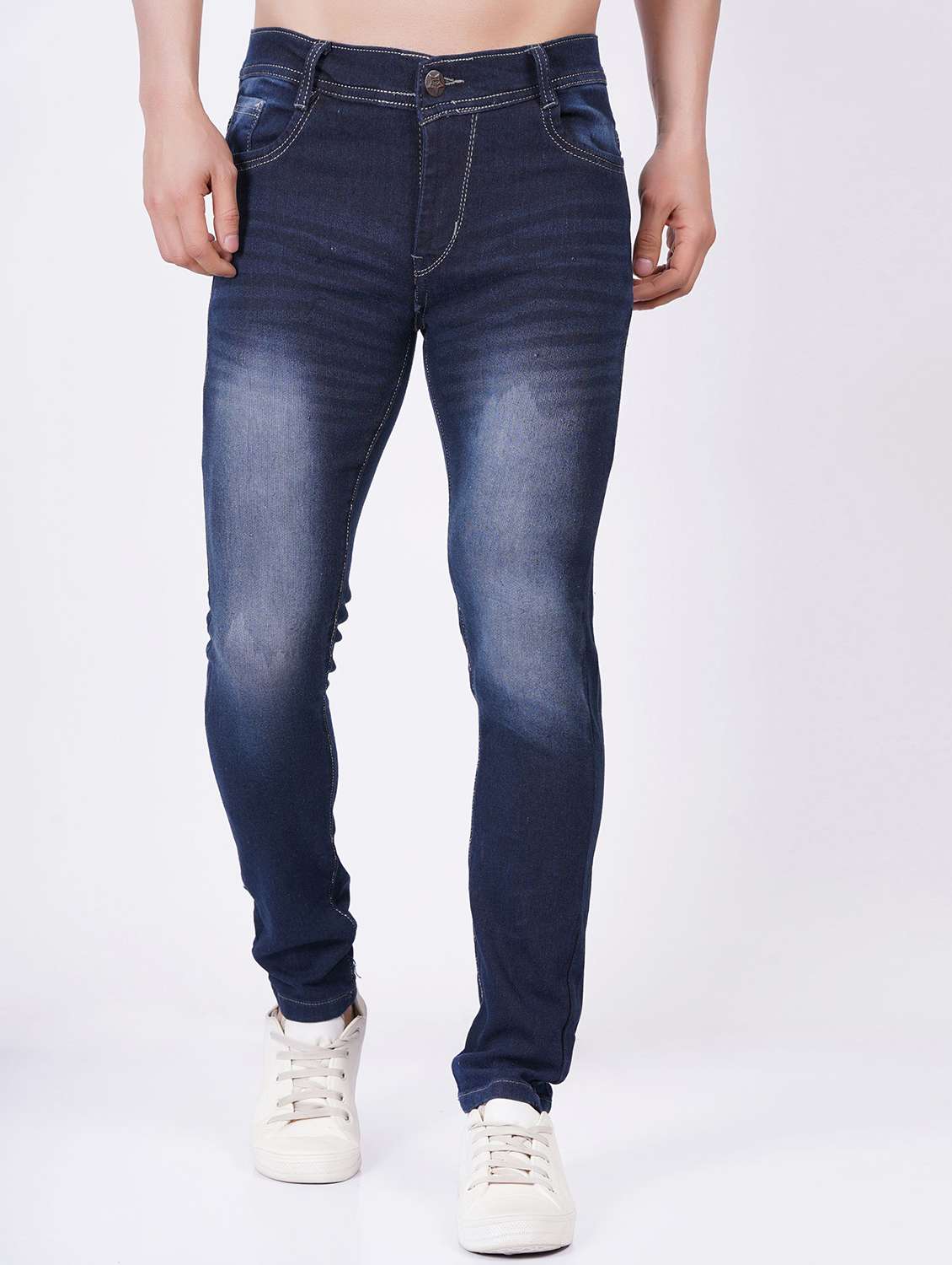 men solid mid rise skinny jean