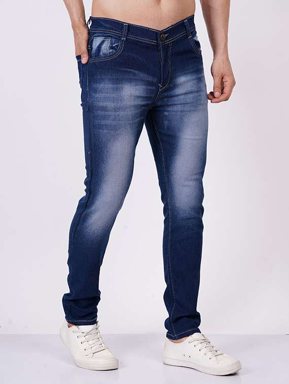 men washed mid rise slim fit jeans 